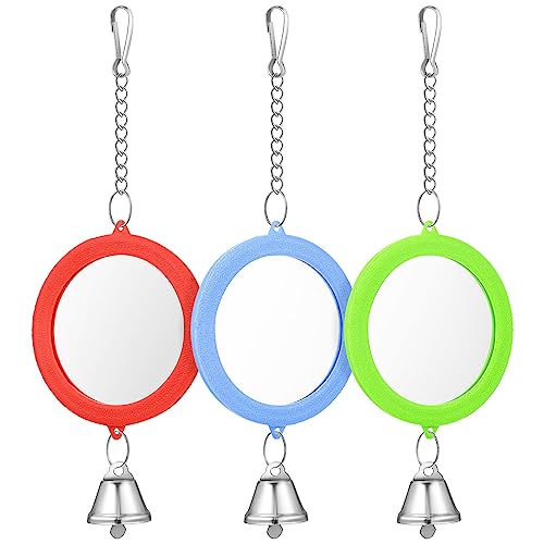 iplusmile Papagei Sittich Nymphensittich Spielzeug 3 Pack Vogel Spiegel Glocken Käfig Spiegel Zubehör von iplusmile