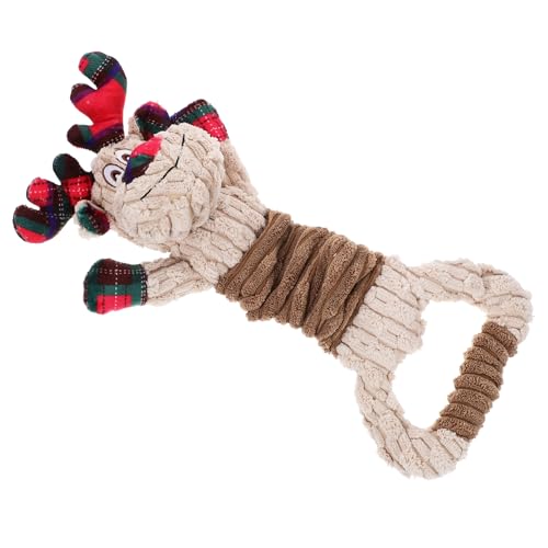 iplusmile Weihnachtliches Plüsch Hundespielzeug Elchform Squeaky Toy für Kleine Hunde Langlebig Beißfest Interaktives Kauspielzeug zur Beschäftigung und Zahnpflege für Welpen von iplusmile