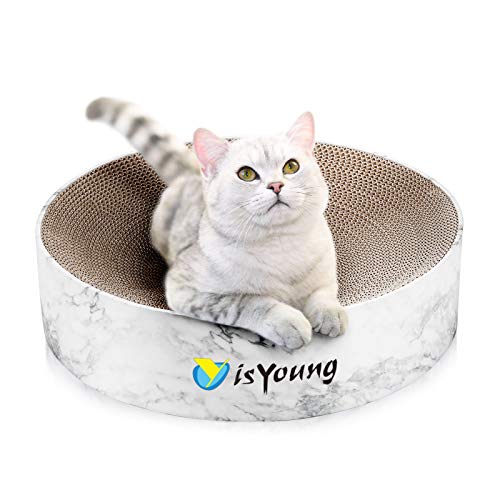 isYoung Katzenkratzer, Katzenkratzer aus Karton für Indoor Katzen Runde Kratzmatte für kleine und mittelgroße Katzen von isYoung