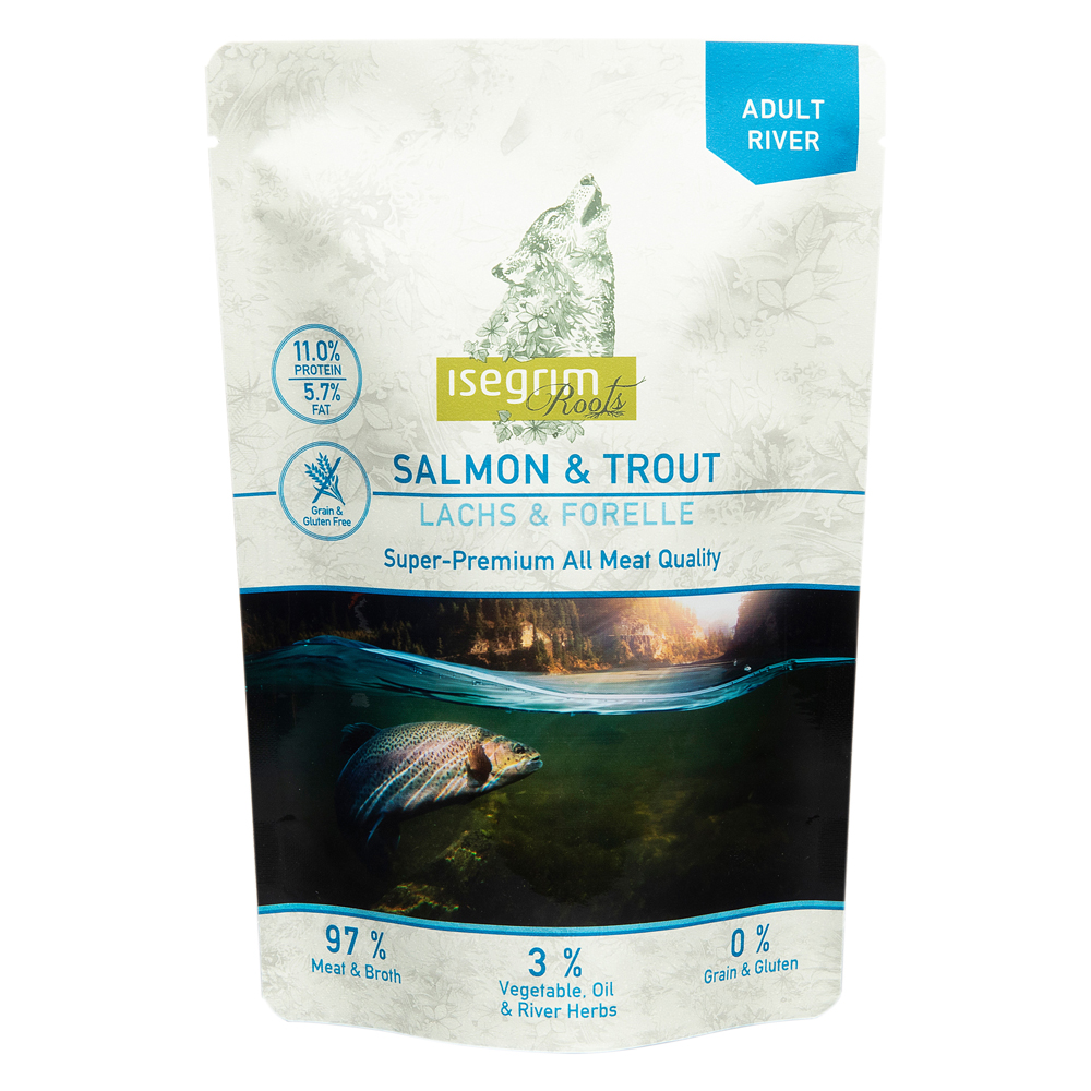 isegrim® Roots RIVER Lachs & Forelle, Anzahl: 14 x 410 g, 410 g, Hundefutter von isegrim® Roots