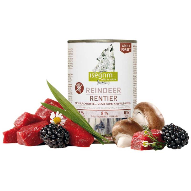 isegrim® FOREST Rentier mit Brombeeren, Champignons & Wildkräutern, Anzahl: 400 g, 400 g, Hundefutter nass von isegrim®