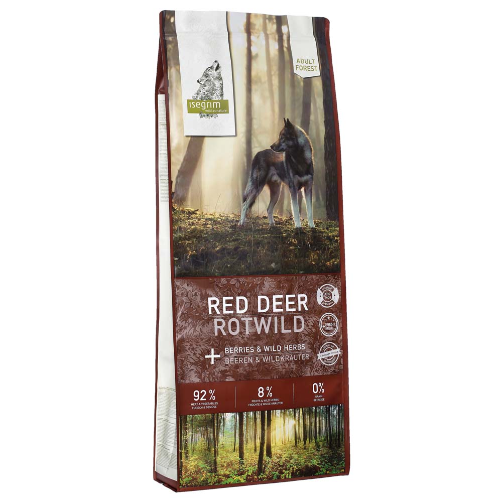 isegrim® FOREST Rotwild mit Beeren & Wildkräutern Trockenfutter, 12 kg, Hundefutter trocken von isegrim®