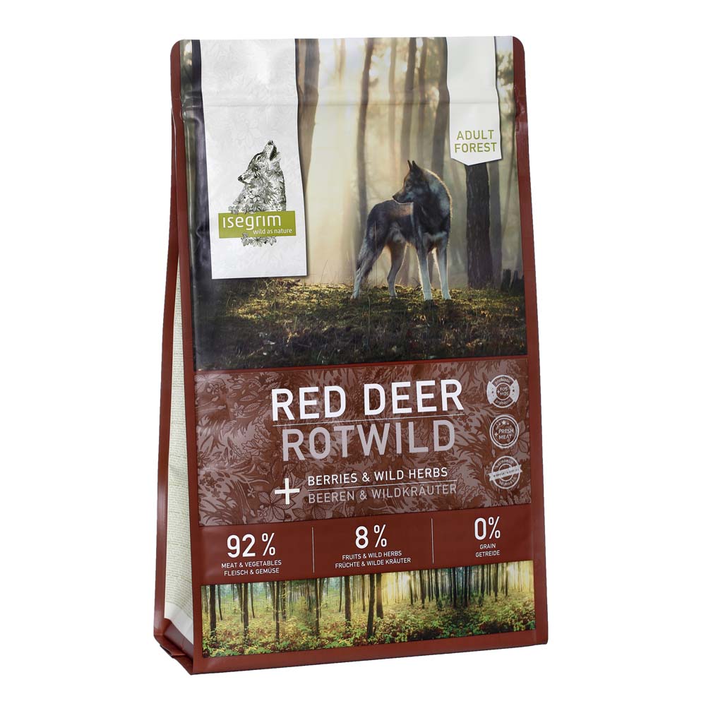 isegrim® FOREST Rotwild mit Beeren & Wildkräutern Trockenfutter, 3 kg, Hundefutter trocken von isegrim®