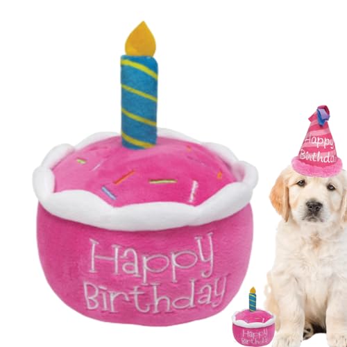 itrimaka Geburtstagskuchenspielzeug für Hunde,Geburtstagsspielzeug für Hunde | Süßes -Kuchenspielzeug | Plüsch-Hundespielzeug, kreative Geburtstagsgeschenke für Hunde, waschbares, langlebiges von itrimaka