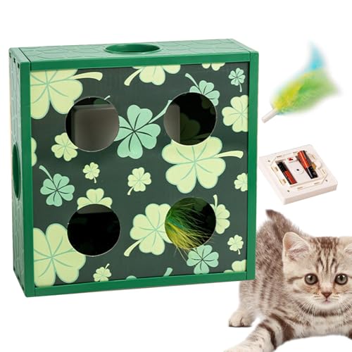 itrimaka Intelligente Käse-Fickmaschine, Katzen-Puzzle-Spielzeug - Interaktive Käsebox,Automatisches Katzenfederspielzeug mit intelligenter Erkennung, batteriebetriebenes Spielzeug für gelangweilte von itrimaka