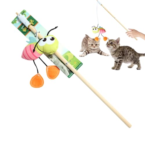 itrimaka Katzenstab, Katzenstabspielzeug,Cartoon-Katze-Kauspielzeug mit Katzenminze | Bewegliches Katzenspielzeug zum Jagen und Trainieren für alle Rassen, Katzenspielzeug zum Selbstspielen, von itrimaka