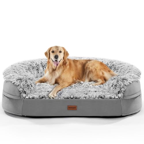 9,4 cm dickes, orthopädisches Hundebett für extra große Hunde, stützendes Hundesofa mit 28D-Eierkisten-Schaumstoff, abnehmbarer, waschbarer Bezug, wasserdichtes Futter, halbrundes Design für Welpen, 9,4 cm dickes, orthopädisches Hundebett für extra große Hunde, stützendes Hundesofa mit 28D-Eierkisten-Schaumstoff, abnehmbarer, waschbarer Bezug, wasserdichtes Futter, halbrundes Design für Welpen, von iweepet