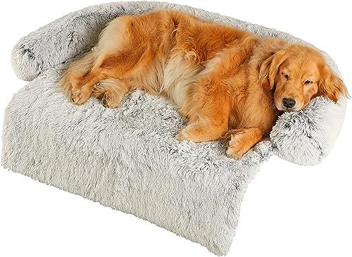 iyoimono Hundebett Grosse Hunde, 105x95x15cm Abnehmbarem Waschbar Hundekorb rutschfest Hundebett beruhigend Hundekissen kuschelig rechteckig Plüsch Hundesofa für große Hunde Winter, Hellbraun von iyoimono