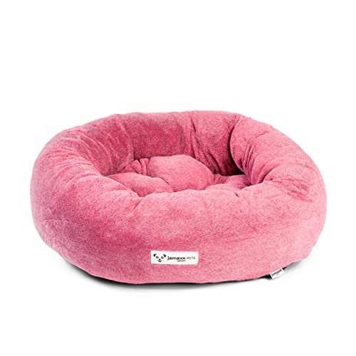 JAMAXX® Deluxe Hundebett 60cm Donut Hundekörbchen Deluxe Faux-Pelz hochwertig HundeSofa flauschig Wash - Hundekorb rund für kleine Hunde Katzen, Hundekissen Brillante Trend Farben PDB2083 Dark-Salmon von jamaxx-pets