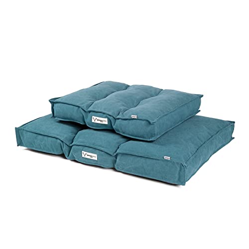 JAMAXX® Hundekissen weich Komfort Kuschel Hundebett flauschig Dicke Füllung, Hundematte waschbar, Matratze für mittelgroße Grosse Hunde, Vintage Canvas, Dicke Polsterung, PDB1086 Petrol (L) 100x70 von jamaxx-pets