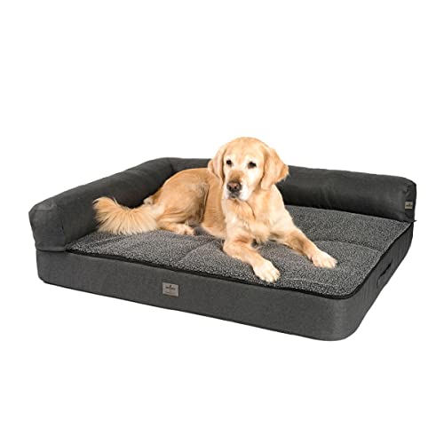 JAMAXX® Premium 4-in-1 Hunde-Sofa Orthopädisches Hundebett Couch Memory Visco Schaumstoff, abnehmbare Polster, Wechsel-Bezug, Waschbar, PDB3015 (XXL) 120x90x14cm anthrazit grau, Extra-Dicke Polsterung von jamaxx-pets