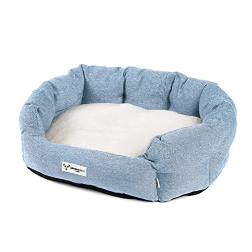 JAMAXX Hunde-Körbchen Bequem Weich, Wendekissen Waschbar Hundekorb Hundebett mit Komfort-Polsterung PDB2089 (M) 70x60 Light-Blue von jamaxx-pets