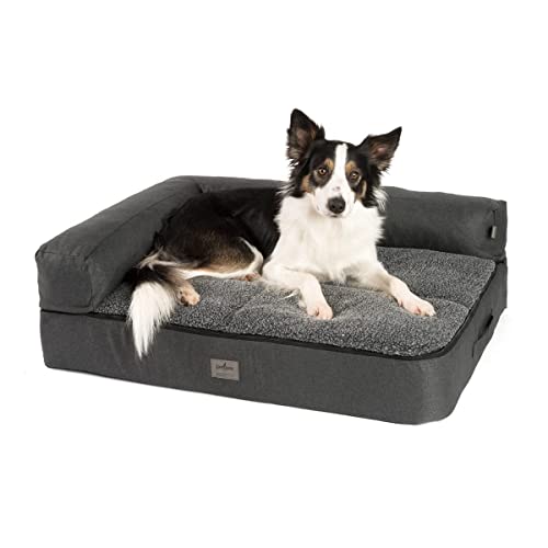 JAMAXX Premium 4-in-1 Hunde-Sofa - Orthopädische Couch mit Memory Visco Schaumstoff, abnehmbare Polster, Extra-Dicke Polsterung, Wechsel-Bezug, Waschbar, PDB3015 (L) 110x80x10 ECO anthrazit von jamaxx-pets