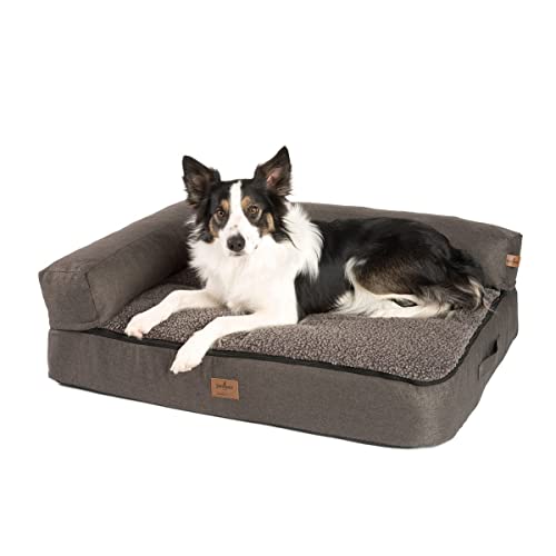 JAMAXX Premium 4-in-1 Hunde-Sofa - Orthopädische Couch mit Memory Visco Schaumstoff, abnehmbare Polster, Extra-Dicke Polsterung, Wechsel-Bezug, Waschbar, PDB3015 (L) 110x80x10 ECO braun von jamaxx-pets