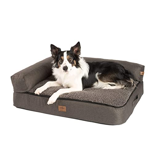 JAMAXX Premium 4-in-1 Hunde-Sofa Orthopädisches Hundebett mit Memory Visco Schaumstoff, abnehmbare Polster, Extra-Dicke Polsterung, Wechsel-Bezug, Waschbar, PDB3015 (M) 80x60 ECO braun von jamaxx-pets