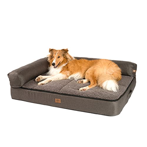 JAMAXX Premium 4-in-1 Hunde-Sofa - Orthopädische Couch mit Memory Visco Schaumstoff, abnehmbare Polster, Extra-Dicke Polsterung, Wechsel-Bezug, Waschbar, PDB3015 120x 90x14cm (XXL) braun von jamaxx-pets