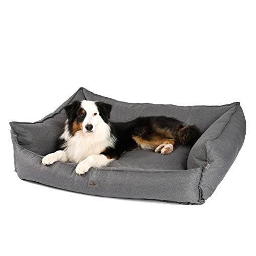 JAMAXX Premium Hundebett - Orthopädisch Memory Visco Füllung, Extra-Hohe Ränder, Waschbar, Hochwertiger Stoff mit viel Eleganz, Hundesofa PDB2018 (L) 120x90 grau von jamaxx-pets