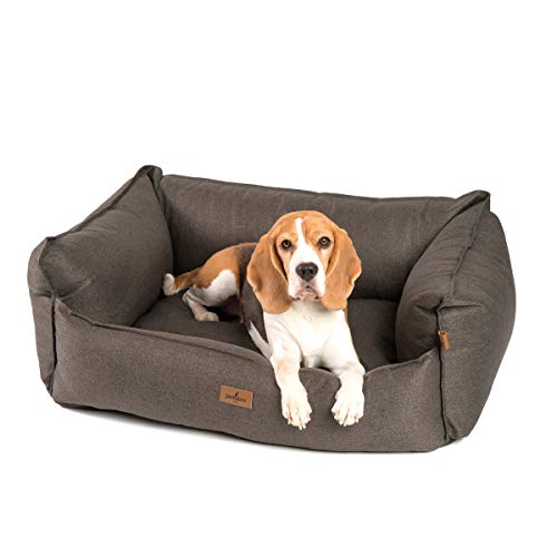 JAMAXX Premium Hundebett - Orthopädisch Memory Visco Füllung, Extra-Hohe Ränder, Waschbar, Hochwertiger Stoff mit viel Eleganz, Hundesofa PDB2018 (M) 90x70 braun von jamaxx-pets