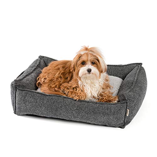 JAMAXX Premium Hundebett Orthopädisch Memory Visco Schaum Waschbar Abnehmbarer Bezug Wasserabweisend - Weiches Sofa Hundekorb Hunde-Körbchen mit Wendekissen / PDB2004 (S) 65x50 grau von jamaxx-pets