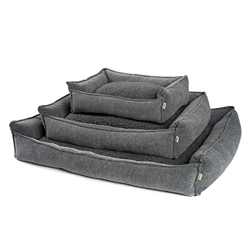 JAMAXX Premium Hundebett Orthopädisch Memory Visco Schaum Waschbar Abnehmbarer Bezug Wasserabweisend - Weiches Sofa Hundekorb Hunde-Körbchen mit Wendekissen / PDB2004 S-XL (65x50 (S), Silver-Grey von jamaxx-pets