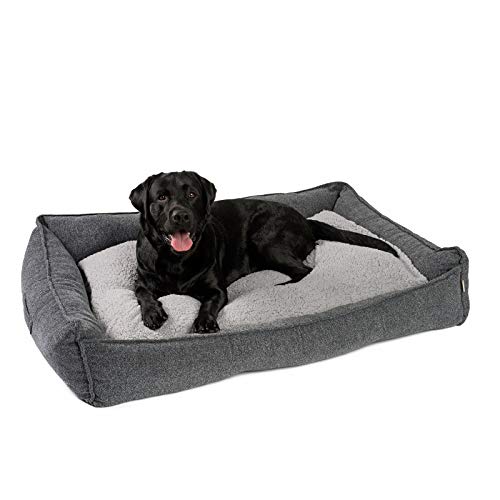 JAMAXX Premium Hundebett Orthopädisch Memory Visco Schaum Waschbar Abnehmbarer Bezug Wasserabweisend - Weiches Sofa Hundekorb Hunde-Körbchen mit Wendekissen - PDB2004 (L) 120x90 grau von jamaxx-pets
