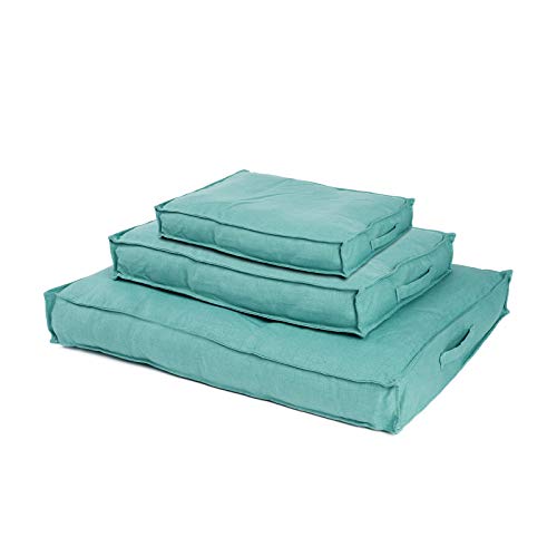 JAMAXX Premium Hundekissen Orthopädisch Memory Foam, Edle Leinen Optik, Waschbarer Bezug, Extra Nässeschutz Wasserabweisend - Visco Kissenfüllung, PDB1005 (L) 120x90 Aqua/türkis von jamaxx-pets