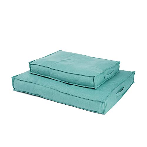 JAMAXX Premium Hundekissen Orthopädisch Memory Foam, Leinen Bezug Waschbar, Nässeschutz Wasserabweisend - Kuschelig Weich, Visco Elastische Kissenfüllung, Hundebett PDB1005,65x50 (S) Aqua/türkis von jamaxx-pets