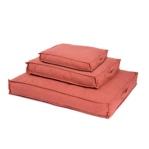 JAMAXX Premium Hundekissen Orthopädisch Memory Foam, Leinen Bezug Waschbar, Nässeschutz Wasserabweisend - Kuschelig Weich, Visco Elastische Kissenfüllung, Hundebett PDB1005,65x50 (S) Terracotta von jamaxx-pets