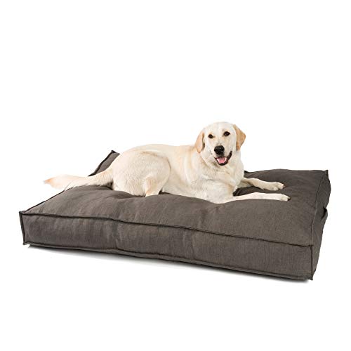 JAMAXX Premium Hundekissen in edler Leinen-Optik - Orthopädisch Memory Visco Schaumstoff - Waschbar Abnehmbarer Bezug - Wasserabweisender Innenbezug - Hundebett PDB1005 (L) 120x90 braun-grau von jamaxx-pets