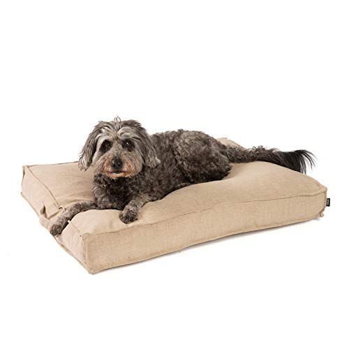 JAMAXX Premium Hundekissen in edler Leinen-Optik - Orthopädisch Memory Visco Schaumstoff - Waschbar Abnehmbarer Bezug - Wasserabweisender Innenbezug - Hundebett PDB1005 (M) 90x70 Coffee-beige von jamaxx-pets