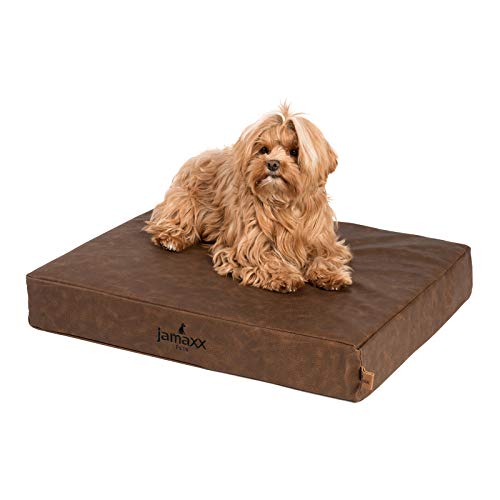 JAMAXX Premium Hundekissen - Orthopädisch Memory Schaumstoff-Flocken, Waschbar Abnehmbarer Bezug Wasserabweisend - Hundebett mit Canvas Stoffbezug PDB1017 (S) Vintage-braun von jamaxx-pets