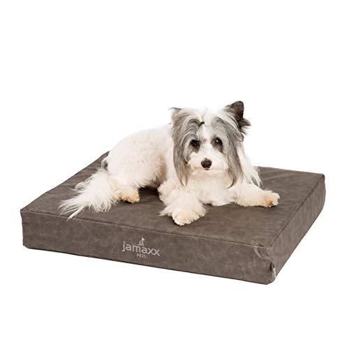 JAMAXX Premium Hundekissen - Orthopädisch Memory Schaumstoff-Flocken, Waschbar Abnehmbarer Bezug Wasserabweisend - Hundebett mit Canvas Stoffbezug PDB1017 (S) 65x50 grau von jamaxx-pets
