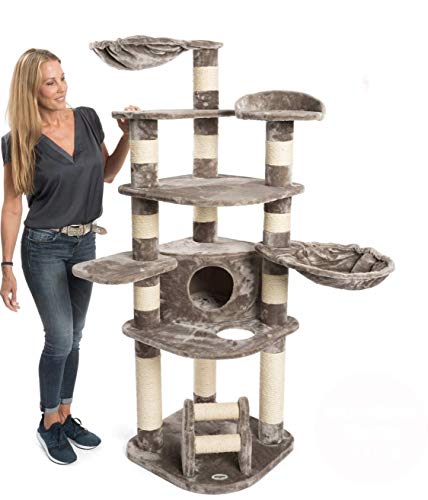 JAMAXX Premium XXL Kratzbaum für große Katzen H175cm extra-Dicke 11 cm Stämme stabil, extra-weiches Soft-Plüsch, PCT6003 grau-braun JAMAXX Premium XXL Kratzbaum für große Katzen H175cm extra-Dicke 11 cm Stämme stabil, extra-weiches Soft-Plüsch, PCT6003 grau-braun von jamaxx-pets