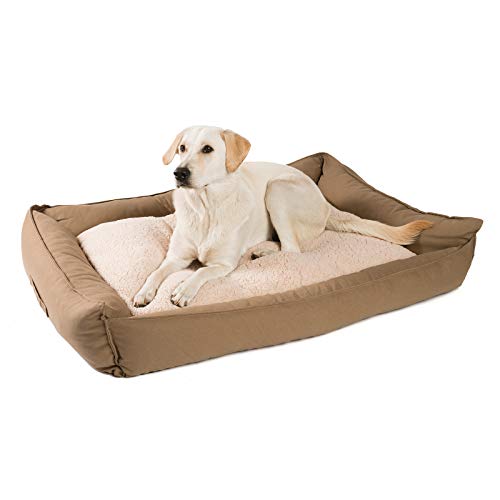 JAMAXX orthopädisches Hundebett - Memory Schaumstoff, Waschbar Wendekissen - Hundekissen mit Lammfell - Hundekorb Hundekörbchen Abnehmbarem Bezug Reissverschluss, PDB2008 (L) 120x90 Coffee-braun von jamaxx-pets