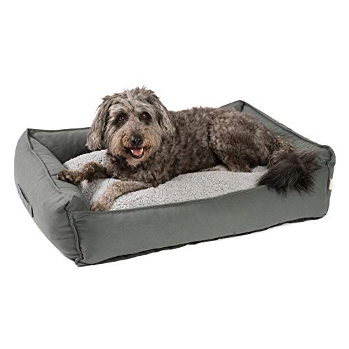 JAMAXX orthopädisches Hundebett - Memory Schaumstoff, Waschbar Wendekissen - Hundekissen mit Lammfell - Hundekorb Hundekörbchen Abnehmbarem Bezug Reissverschluss, PDB2008 (M) 90x70 grau von jamaxx-pets