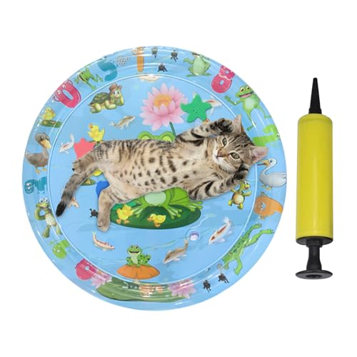 Sensorische Wasser Spielmatte Für Katzen Hunde, Cool Meereswelt Aufblasbare Wassermatte, Water Sensor Pad for Pets, Sommer Interaktives Wasserspielzeug Für Haustiere, 65cm/100cm von jamgeery