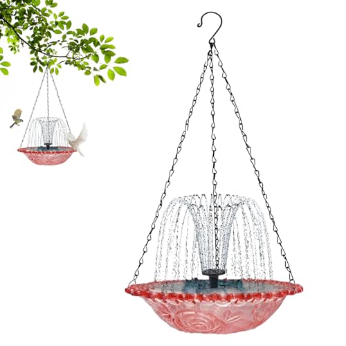 jamgeery Vogeltränke Schüssel, Solar-Trinkbrunnen – hängende Trink-Futterstation, Deko-Bad für den Außenbereich, Garten, Terrasse, Kolibri, Balkon von jamgeery