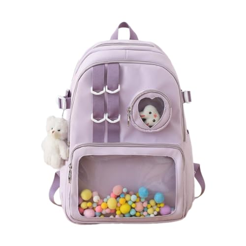 jdstty 2023 Rucksack Nylon Bookbags Für Studentin Vielseitiger Rucksack Doppel Riemen Schulter Tasche Reisetaschen Klare Tasche Tasche von jdstty