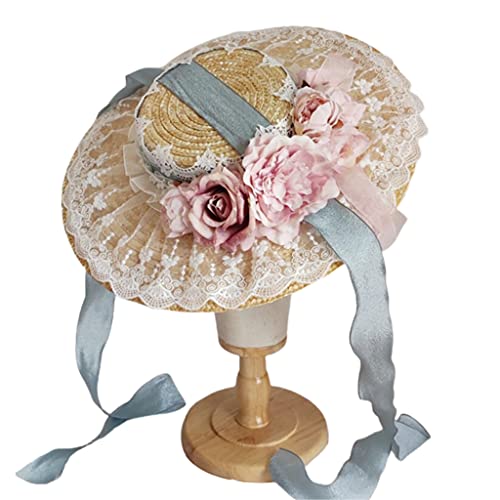 jdstty Vintage Rüschen Spitze Party Süße Strohhut Wunderschöne Strand Für Sonnenhüte Kopfbedeckung Cosplay Zubehör von jdstty