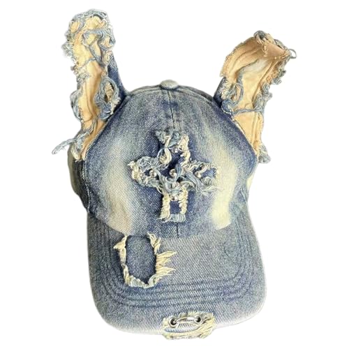 Hundeohrhut Für Erwachsene Punk Destressed Sunproof Doberman Thema Street Street Hiphop Caps Für Outdoor Aktivität Baseball von jebyltd