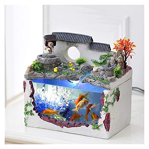 Aquarium- und Desktop-Brunnen für den Innenbereich, Wasserfall-Dekoration, Feng-Shui, Glücksbringer, Dekoration, chinesisches Gartendesign, Tischdeko von jehdfbvssjcbcsvfd