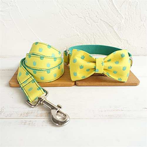 Designer-Hundehalsband mit Fliege, personalisiertes ID-Hundehalsband und Leine, Schnellverschluss-Hundehalsband mit passender Leine (Farbe: A, Größe: M) von jehdfbvssjcbcsvfd