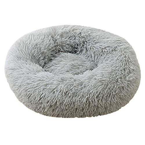 Donut Hunde- und Katzenkissen, weiches Plüschkissen, beruhigendes Katzenbett, Haustierbett, kuschelig, rund, ultraweich, waschbar, Hunde- und Katzenkissen, 70 cm, Grau von jehdfbvssjcbcsvfd