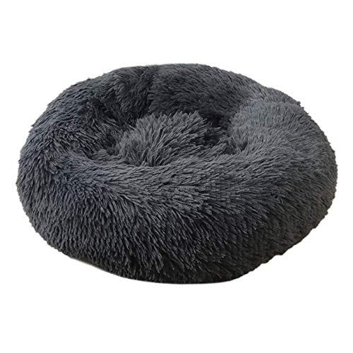 Donut Hunde- und Katzenkissen, weiches Plüschkissen, beruhigendes Katzenbett, Haustierbett, kuscheln, rundes Hundebett, ultraweich, waschbar, Hunde- und Katzenkissen, 70 cm, Schwarz von jehdfbvssjcbcsvfd