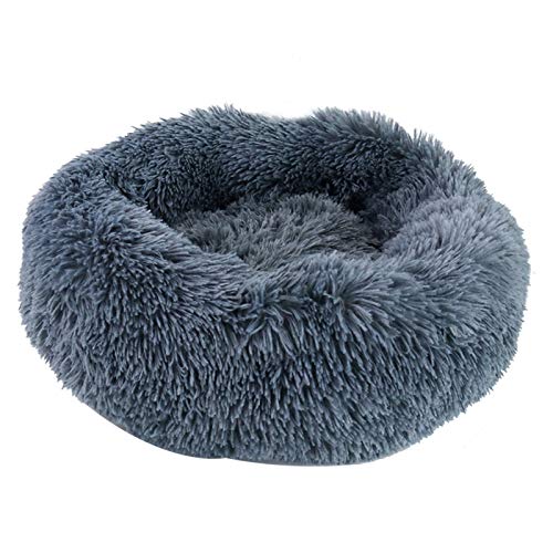 Donut-Nestkissen für Haustiere, Plüsch, rund, selbstwärmend, waschbar, Katzenbett, ultraweich, kuschelig, verbesserter Schlaf, Grau, S, 50 cm (Dunkelgrau M60 cm) von jehdfbvssjcbcsvfd