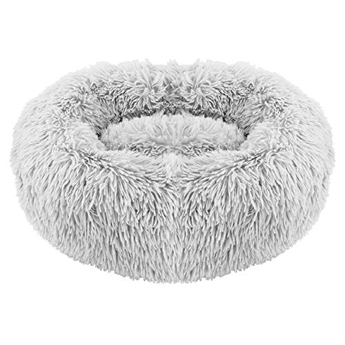 Donut-Nestkissen für Haustiere, Plüsch, rund, selbstwärmend, waschbar, Katzenbett, ultraweich, kuschelig, verbesserter Schlaf, Grau, S, 50 cm (Grau M60 cm) von jehdfbvssjcbcsvfd