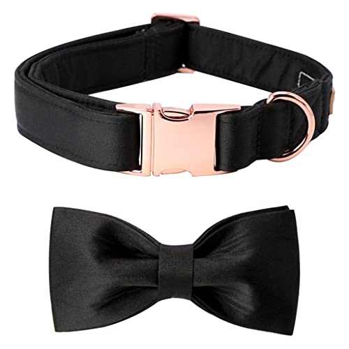 Hundehalsband aus Seide, mit Fliege, verstellbar, für große, mittelgroße und kleine Hunde, Schwarz (Größe M: Hundehalsband aus Seide, mit Fliege, verstellbar, für große, mittelgroße und kleine Hunde, Schwarz (Größe M: von jehdfbvssjcbcsvfd