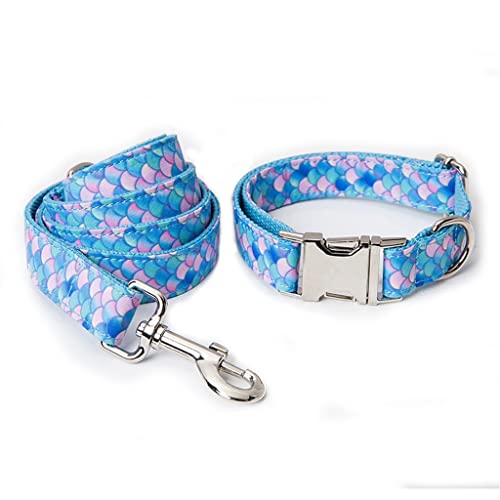 Hundehalsband mit Namensgravur, personalisierbar, für kleine Hunde, luxuriöses Meerjungfrauen-Druck, Haustierhalsband mit Schleife, einfach zu tragen (Farbe: B, Größe: S) von jehdfbvssjcbcsvfd