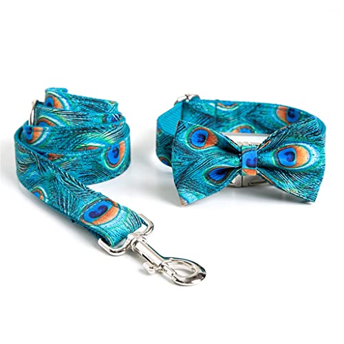 Hundehalsband und Leine, personalisierbar, mit Schleife, Pfauenmuster, Designer-Halsband für Hunde, Metallschnalle, Größe A Hundehalsband und Leine, personalisierbar, mit Schleife, Pfauenmuster, Designer-Halsband für Hunde, Metallschnalle, Größe A von jehdfbvssjcbcsvfd