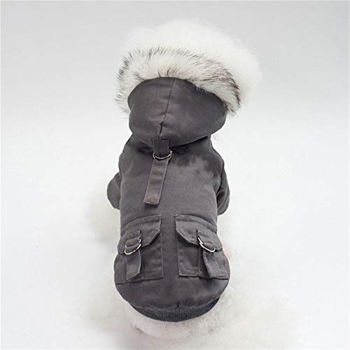 Hundekleidung für kleine Hunde, Herbst, Winter, Welpen, Haustier, Hund, Kapuzenmantel, Jacke, warmes Fleece, Chihuahua, Bulldogge, Kleidung, Overalls (Farbe: Grau, Größe: M) von jehdfbvssjcbcsvfd